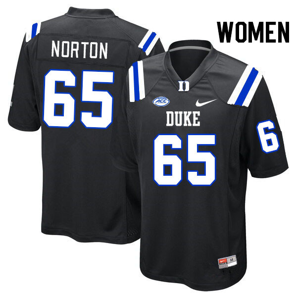 Women #65 Max Norton Duke Blue Devils College Football Jerseys Stitched Sale-Black